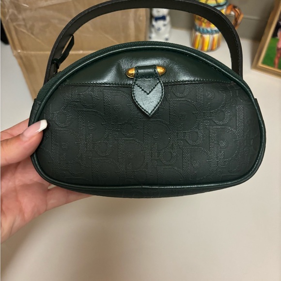 Christian Dior Trotter Canvas Hand Pouch PVC Green - Picture 4 of 4